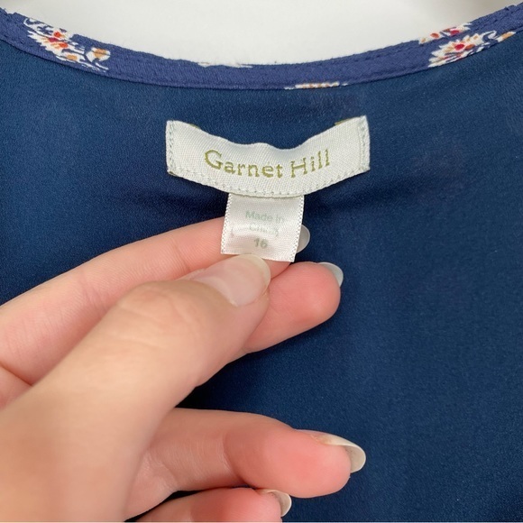 Garnet Hill Navy Blue Pattern Bohemian Pocket Dress - Picture 5 of 8